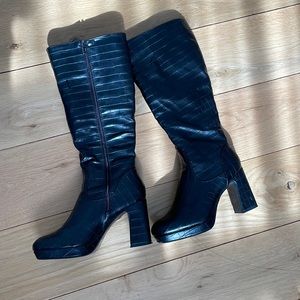Croc knee high boots